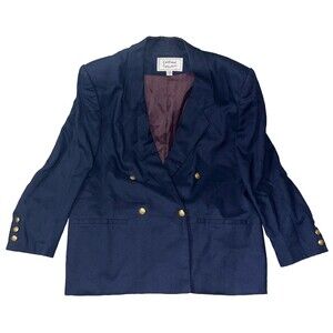 Cortland Collection Vintage 80s Women 10 Rayon Navy Jacket Blazer Lined USA Made
